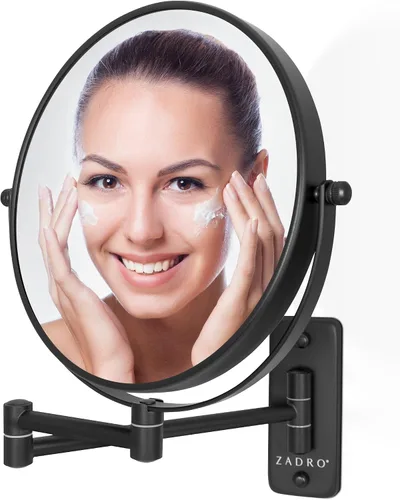 Vista 8 de [Usado] Zadro Espejo de maquillaje para montar en la pared con aumento, espejo plegable de brazo extensible, espejo de tocador para ducha de pared