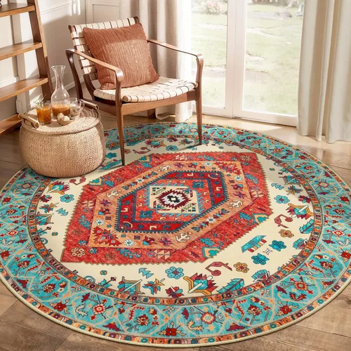 Vista 397 de SERISSA - Tapetes florales vintage, antideslizante, lavable, pequeño, ultrasuave, bohemio, de pelo bajo, para entrada, interiores, habitación