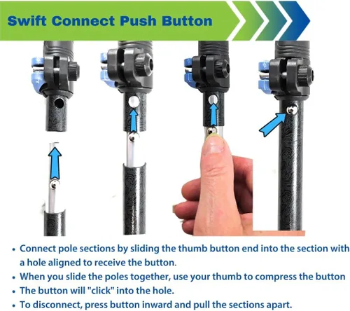 Vista 4 de York Nordic Motivator Swift Connect - Bastones de viaje para caminar para equilibrio y rehabilitación, agarres de estabilidad patentados, ligeros