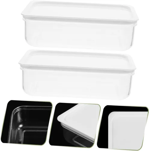 Vista 3 de Recipientes de alimentos para refrigerador resistentes al desgaste con tapas, cajas rectangulares transparentes para almacenamiento de carne