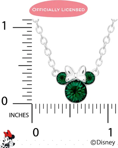 Vista 4 de Disney Minnie Mouse Crystal Birthstone Jewelry, Birth Month Pendant Necklace, Silver Plated