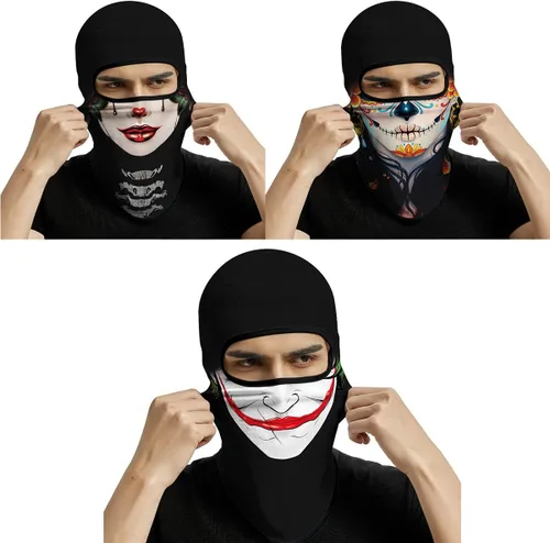 Vista 10 de Red Plume 3 piezas Pasamontañas Máscara de Cara Completa Máscara de Esquí Protección UV Cubierta Máscara de Cara Completa para Motocicleta
