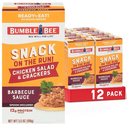 Vista 21 de Bumble Bee Snack on the Run BBQ - Kit de ensalada de pollo con galletas, 3.5 onzas, lista para comer, cuchara incluida, aperitivo de proteína