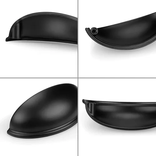 Vista 5 de Probrico Paquete de 5 tiradores para cajones de taza, color negro mate, manijas de gabinete para recipientes, manija de tocador de baño Blak de 3