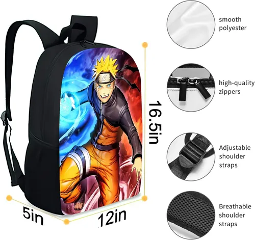 Vista 2 de Mochila de dibujos animados de impresión 3D que viaja mochila multiusos de anime con correas ajustables, Haa-06, Computadora portátil