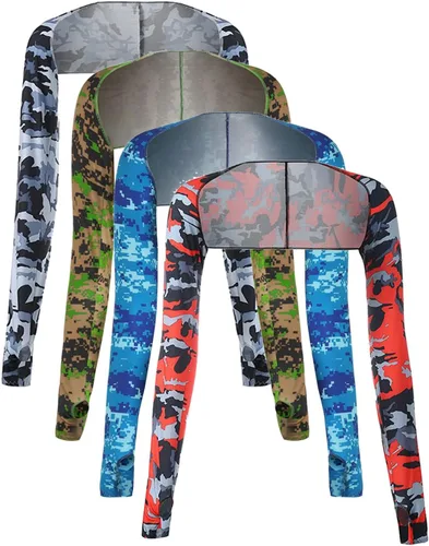 Vista 7 de 4 piezas de protección UV, chal de sol, manga de enfriamiento para brazo con orificio para el pulgar para mujeres y hombres, ciclismo, conducción