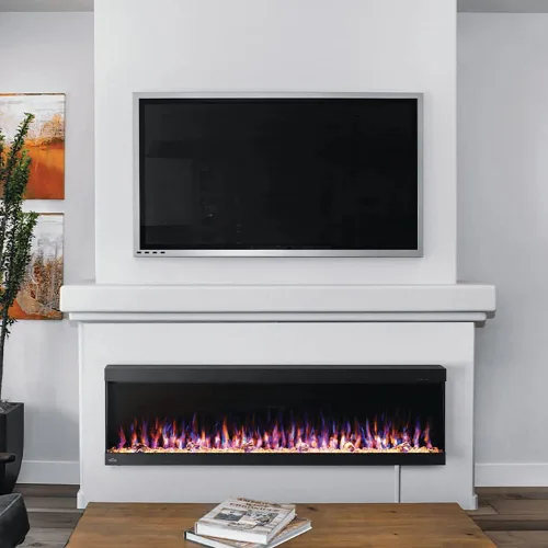 Vista 2 de Napoleon Trivista Pictura 60 - NEFL60H3SV - Chimenea eléctrica para colgar en la pared, 60 pulgadas, color negro, frente de cristal, llamas