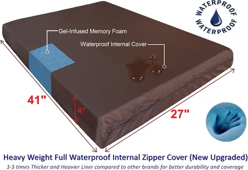 Vista 2 de Dogbed4less Large Orthopedic Memory Foam Pet Bed with Heavy Duty Black Canvas Cover, Waterproof Liner, and Extra Replacement Microsuede Antislip