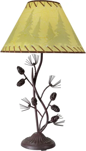 Vista 7 de Black Forest Décor - Lámpara de mesa con piña de metal - Lámparas para el dormitorio de la casa de granja
