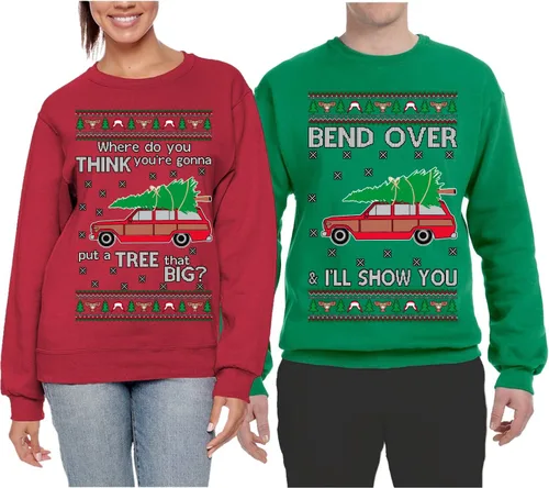 Vista 4 de Wild Bobby Suéteres feos de Navidad para parejas, unisex, a juego, para él y ella, sudaderas navideñas