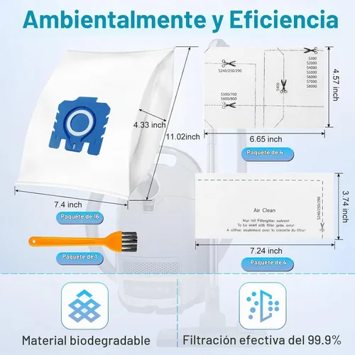 Vista 3 de Paquete de 16 bolsas 3D Airclean GN para aspiradora Miele Classic C1 Complete C1
