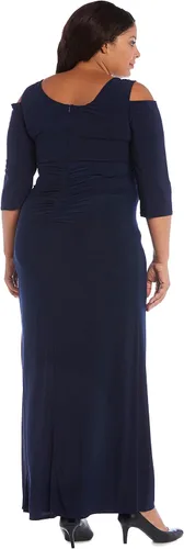 Vista 2 de R&M Richards Vestido con cuello en V y hombros descubiertos para mujer
