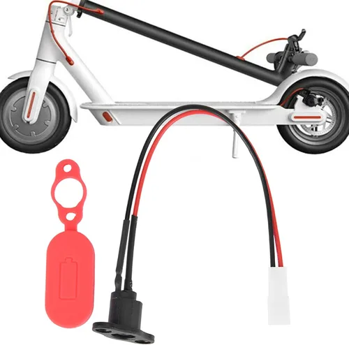 Vista 2 de w/puerto de carga resistente libre para M365, conector de cargador de batería, silicona duradera flexible para accesorio de scooter eléctrico M365