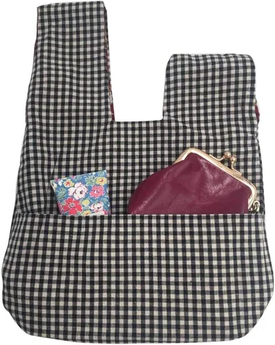 Vista 9 de BAR Elegante bolsa de muñeca de algodón con patrón japonés, bolsa de nudo, bolsa de lona portátil para mujer, mujer