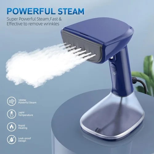 Vista 2 de Vaporizador para ropa, potente vapor de 1800 W, 2 modos para planchado húmedo y seco, calentamiento rápido de 20 segundos, tanque de agua