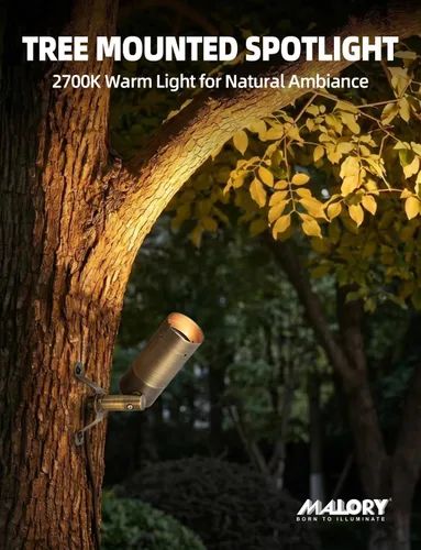 Vista 2 de MALORY Luz de techo de latón para paisaje, luz LED de bajo voltaje para árbol, iluminación exterior de paisaje para patio, jardín, césped, pared