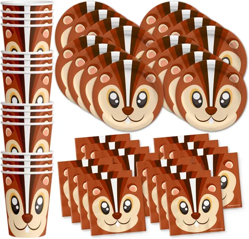 Vista 19 de Juego de suministros para fiesta de cumpleaños de Oso, juego de platos, servilletas, vasos, kit de vajilla para 16