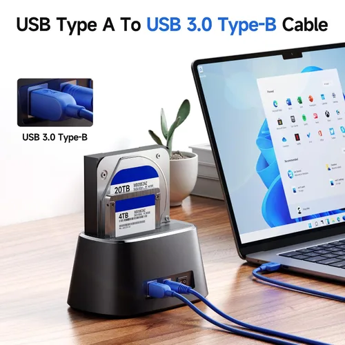 Vista 7 de Cable Matters cable USB 3.0 tipo A a B de máxima velocidad, Azul Azul / Patchwork
