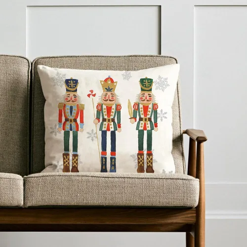 Vista 4 de AOFANGGO Funda de almohada de Navidad de 18 x 18 pulgadas, diseño de cascanueces, decoración de vacaciones, funda de cojín para cama, silla, sofá