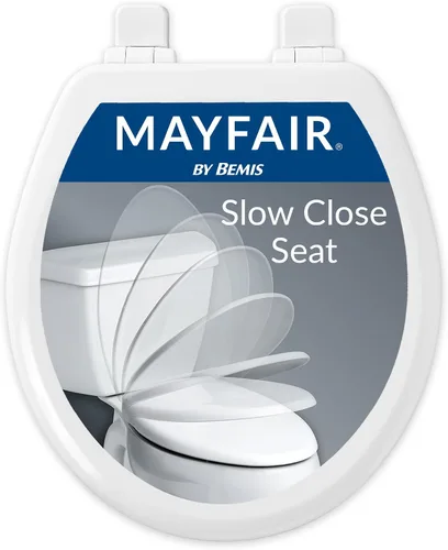 Vista 14 de Asiento de inodoro Mayfair Linden de cierre lento, madera antideslizante resistente, fácil instalación, fabricado en EE. UU., redondo, blanco