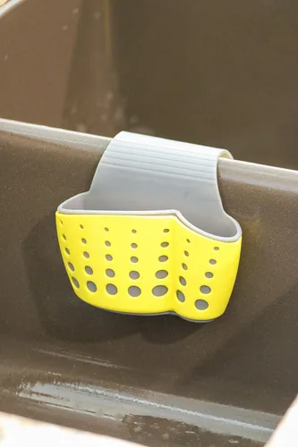 Vista 5 de Crazy Chef - Soporte de esponja para fregadero de cocina, soporte de jabón de plástico, organizador de fregadero para cepillos, esponjas, jabón