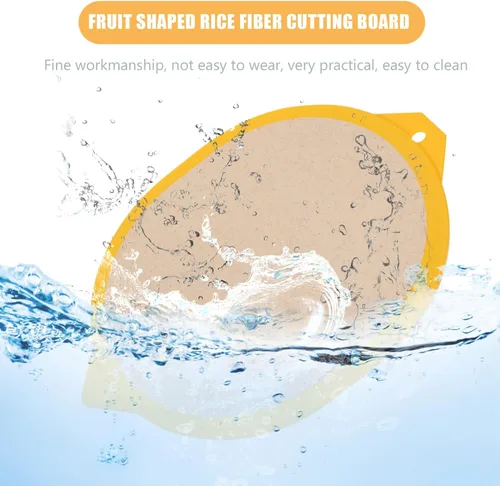 Vista 4 de Cabilock Tabla de cortar de plástico para cortar frutas y cortar servir con forma de limón lindo corte para cocina casera tabla de cortar limón