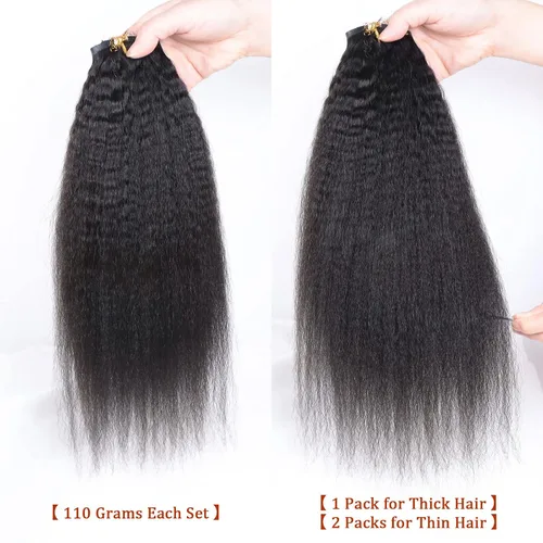 Vista 8 de HAPPY&CC Clip recto rizado sin costuras en extensiones de cabello humano