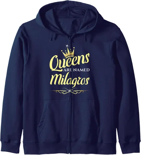 Vista 5 de Queens Are Named Milagros - Sudadera con capucha y cremallera, Negro