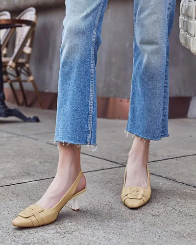 Vista 2 de Zapatos de vestir con tacón bajo y puntera cerrada para mujer, zapatos de vestir sexy y elegantes para boda y oficina