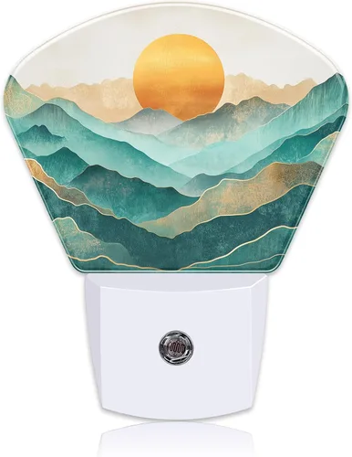 Vista 24 de Luz nocturna de amanecer sobre el mar, ondas y luz nocturna de sol enchufable a la pared con sensor de atardecer a amanecer para niños, niñas
