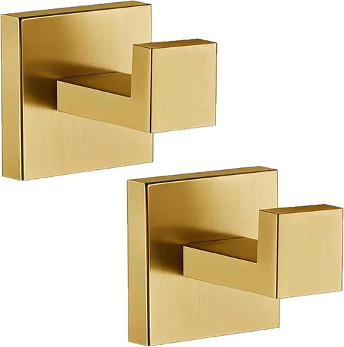 Vista 20 de Ganchos para toallas para baños, gancho de toalla de oro cepillado para cocina y baño, gancho de acero inoxidable SUS304, ganchos resistentes