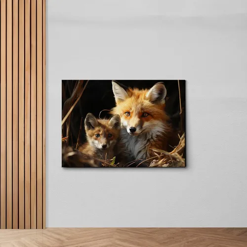 Vista 6 de Fox Mother Cub Print, In The Style Of Stencil,Based, Kids Wall Art, Kids Wall Art Display, Mom And Baby Animal Art Print, Wall Art, Art Print