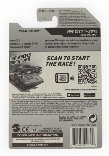 Vista 2 de Hot Wheels 2015 HW City Pedal Driver 74/250, Rojo