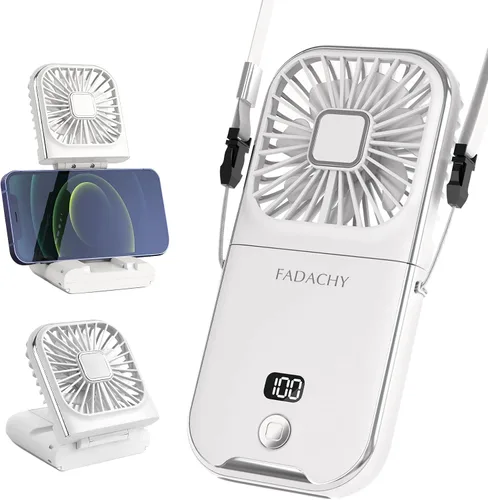 Vista 11 de Ventilador portátil recargable, mini ventilador de mano de 3000 mAh, funciona con pilas, pequeño ventilador de escritorio para oficina, exterior e