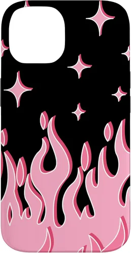 Vista 4 de Lindo patrón de llama rosa Grafitti Flames Pastel Goth Case para iPhone 17