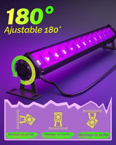 Vista 7 de Paquete de 4 barras de luz negra LED de 42W, luz negra con cable de 6 pies + interruptor + enchufe, suministros para fiestas de luces negras que
