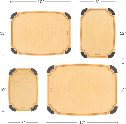 Vista 6 de Elihome Essential Series Tabla de cortar para cocina, compuesto de fibra de madera natural, apta para lavavajillas, ecológica, ranuras para jugos