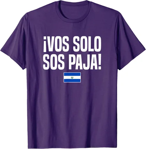 Vista 69 de Camiseta Vos Solo Sos Paja Salvadoran Slang Bandera de El Salvador, Negro