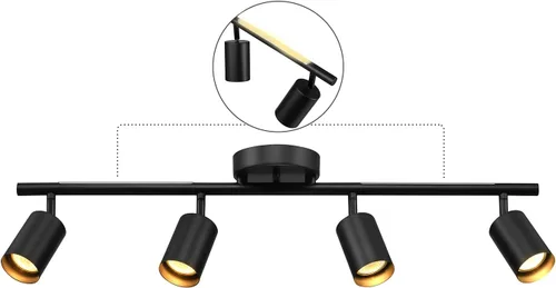 Vista 2 de GLOBE Electric 64000166 30" Iluminación de pista de 4 luces con tira de luz nocturna integrada LED de 7 W, negro mate, cabezales de pista