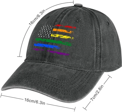 Vista 3 de Gorra de béisbol LGBT Pride Rainbow Denim Sombreros Love is Love Vintage Gorra de béisbol ajustable LGBT para hombres y mujeres