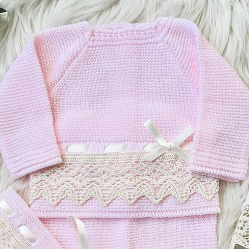 Vista 4 de Conjunto de ropa de punto para bebé recién nacido, traje de punto para niños y niñas