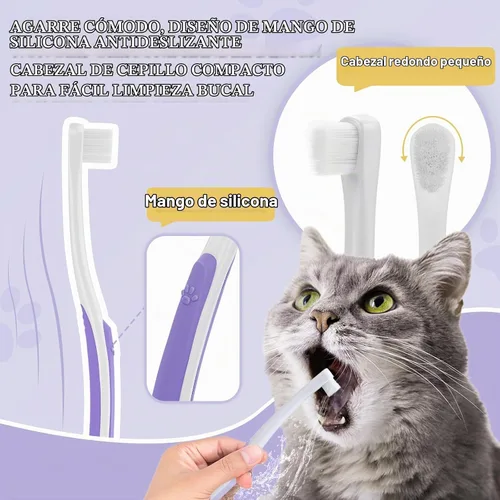 Vista 4 de Kit de cepillo de dientes para gatos, cepillos suaves y rastreador