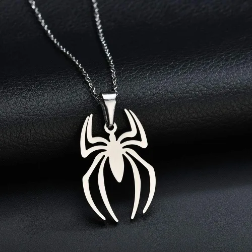 Vista 2 de RZCXBS Collar con colgante de araña de acero inoxidable ligero con dije de Spiderman joyería para niños mujeres niños y niñas Metal