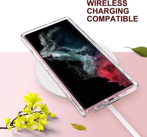 Vista 7 de ULAK Funda resistente compatible con Galaxy S22 Ultra 5G, purpurina transparente Funda transparente a prueba de golpes para Galaxy S22 Ultra 5G