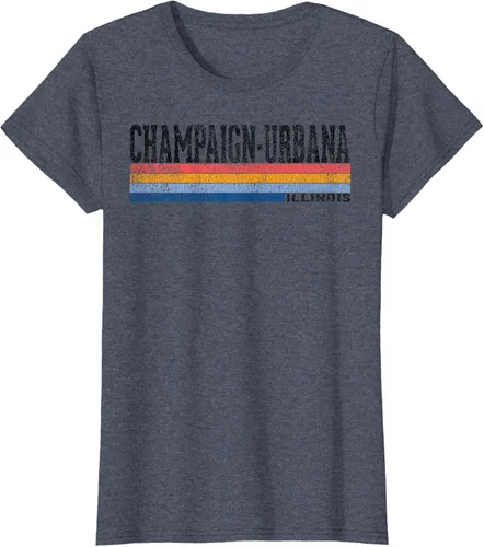 Vista 70 de clásico 1980s estilo champaign-urbana Illinois T Shirt, hombre 2XL, Blanco