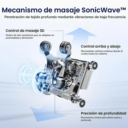 Vista 2 de VAT - Silla de masaje de cuerpo completo VibroAcoustic Sonic Wave, SL-Track Zero Gravity reclinable con 25 modos automáticos, escaneo corporal