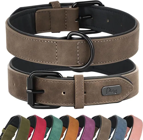 Vista 14 de Didog Collar de Perro de Cuero PU Suave Acolchado, Transpirable y Ajustable Collares para Perros Pequeños, Cómodo para Caminata Diaria, Azul, M