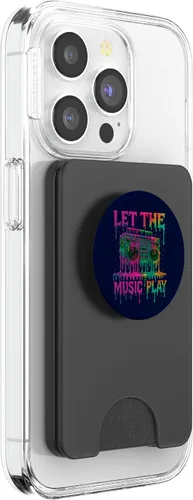 Vista 4 de Freestyle Dance Music Let The Music Play Retro Drip Boombox PopSockets PopWallet for MagSafe