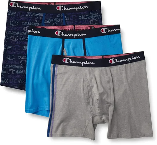 Vista 8 de Champion Men's Everyday Cotton Stretch Boxer Briefs- 3 Pack 2 Nuevo Ébano/Oxford Gris Jaspeado