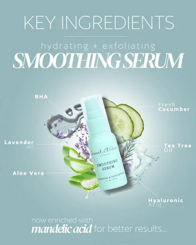 Vista 4 de Sweet and True Suero suavizante para cabello encarnado, ácido mandélico + tratamiento de manchas oscuras BHA para cara, área del bikini y cuerpo